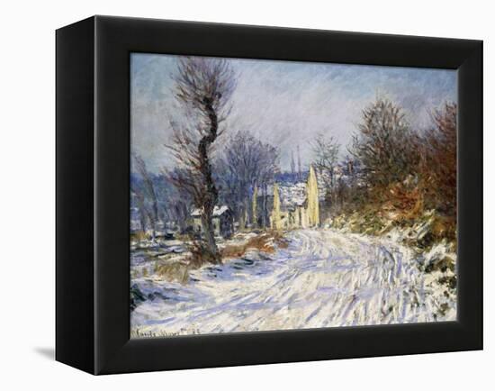 Road to Giverny in Winter-Claude Monet-Framed Premier Image Canvas