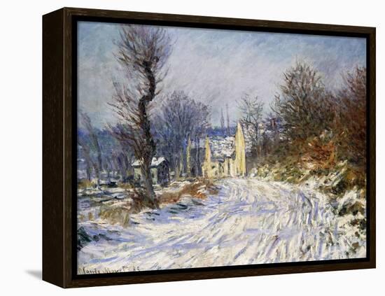 Road to Giverny in Winter-Claude Monet-Framed Premier Image Canvas