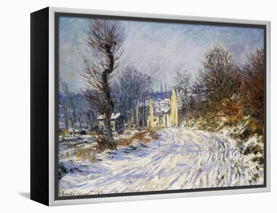 Road to Giverny in Winter-Claude Monet-Framed Premier Image Canvas