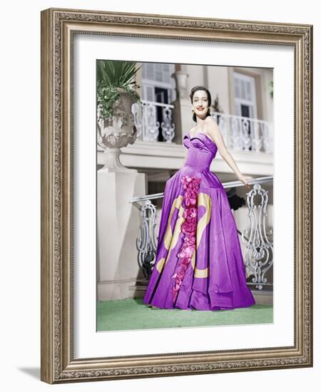 ROAD TO RIO, Dorothy Lamour, in a lavender moire taffeta gown by Howard Greer, 1947-null-Framed Photo