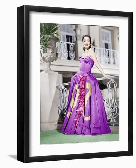 ROAD TO RIO, Dorothy Lamour, in a lavender moire taffeta gown by Howard Greer, 1947-null-Framed Photo