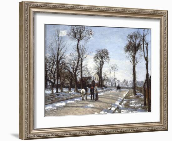 Road to  Versailles at Louveciennes: Winter and Snow-Camille Pissarro-Framed Art Print