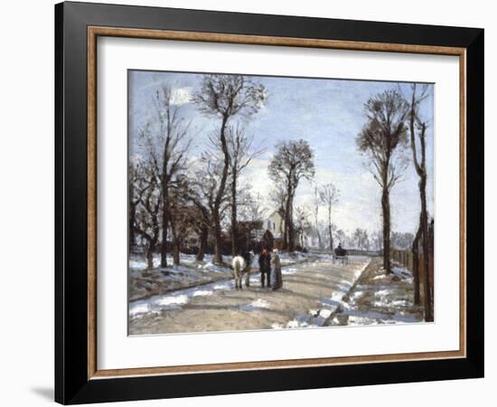 Road to  Versailles at Louveciennes: Winter and Snow-Camille Pissarro-Framed Art Print