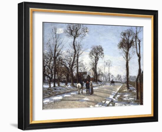 Road to  Versailles at Louveciennes: Winter and Snow-Camille Pissarro-Framed Art Print