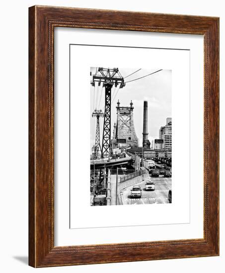 Road Traffic on "59th Street Bridge" (Queensboro Bridge), Manhattan Downtown, NYC, White Frame-Philippe Hugonnard-Framed Art Print