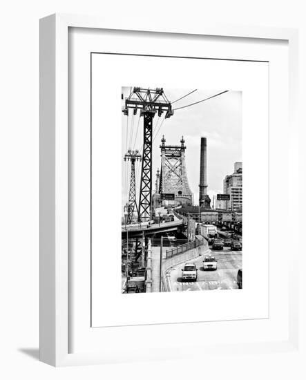 Road Traffic on "59th Street Bridge" (Queensboro Bridge), Manhattan Downtown, NYC, White Frame-Philippe Hugonnard-Framed Art Print