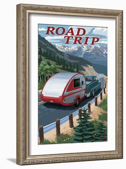 Road Trip - National Park WPA Sentiment-Lantern Press-Framed Premium Giclee Print