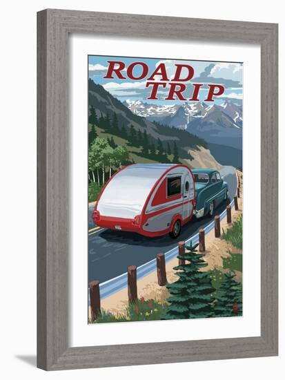 Road Trip - National Park WPA Sentiment-Lantern Press-Framed Premium Giclee Print