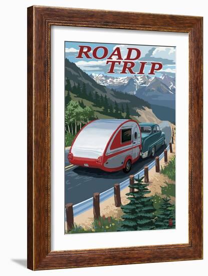 Road Trip - National Park WPA Sentiment-Lantern Press-Framed Premium Giclee Print