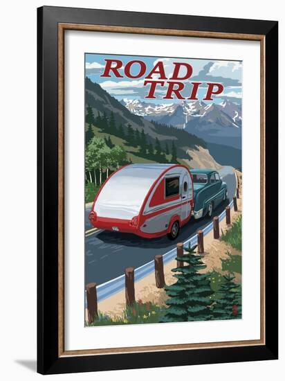 Road Trip - National Park WPA Sentiment-Lantern Press-Framed Premium Giclee Print