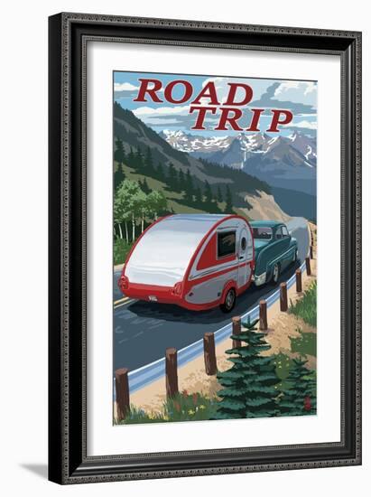 Road Trip - National Park WPA Sentiment-Lantern Press-Framed Premium Giclee Print