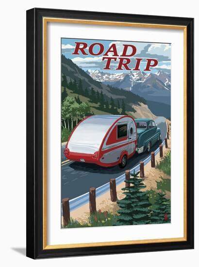 Road Trip - National Park WPA Sentiment-Lantern Press-Framed Premium Giclee Print