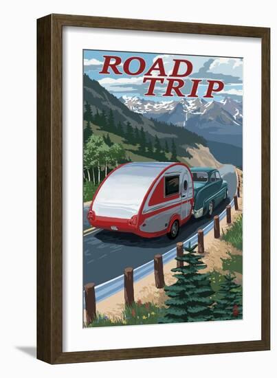 Road Trip - National Park WPA Sentiment-Lantern Press-Framed Art Print