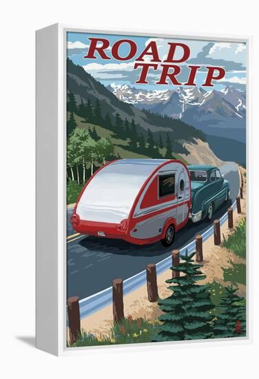 Road Trip - National Park WPA Sentiment-Lantern Press-Framed Stretched Canvas