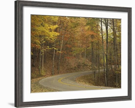 Road Winding Through Autumn Colors, Pine Mountain State Park, Kentucky, USA-Adam Jones-Framed Photographic Print