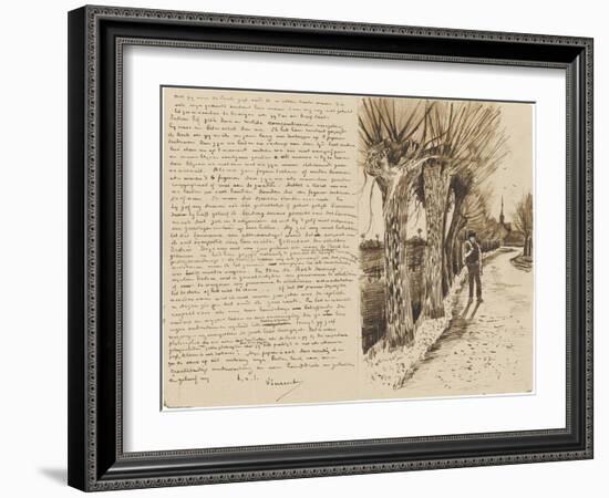 Road with a Man and Pollard Willows-Vincent van Gogh-Framed Giclee Print