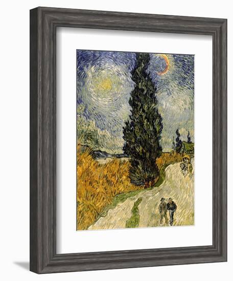 Road with Cypresses, c.1890-Vincent van Gogh-Framed Giclee Print