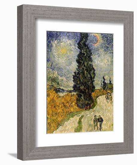 Road with Cypresses, c.1890-Vincent van Gogh-Framed Giclee Print