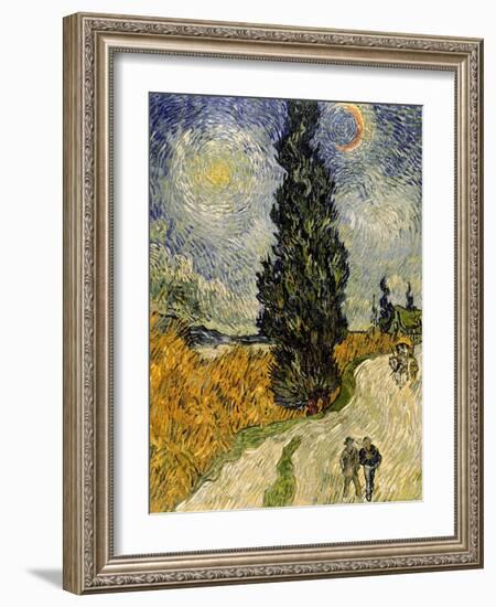 Road with Cypresses, c.1890-Vincent van Gogh-Framed Giclee Print