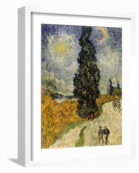 Road with Cypresses, c.1890-Vincent van Gogh-Framed Giclee Print