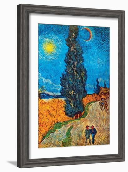 Road with Cypresses-Vincent van Gogh-Framed Art Print