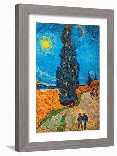 Road with Cypresses-Vincent van Gogh-Framed Art Print