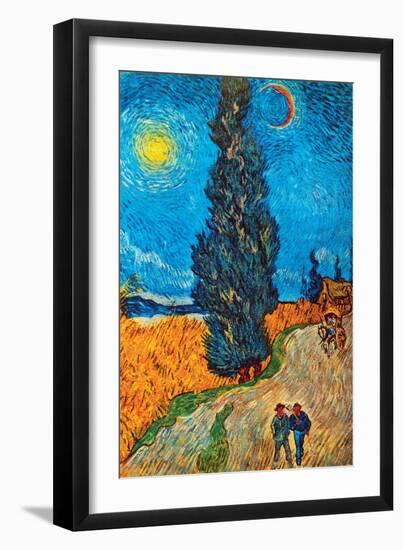 Road with Cypresses-Vincent van Gogh-Framed Art Print