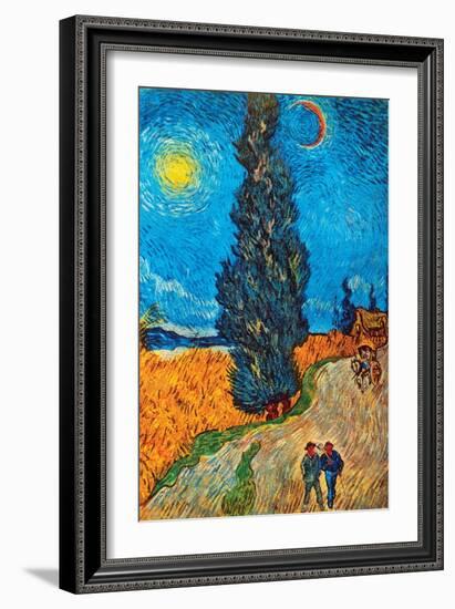 Road with Cypresses-Vincent van Gogh-Framed Art Print