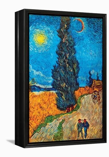 Road with Cypresses-Vincent van Gogh-Framed Stretched Canvas