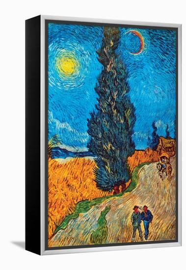 Road with Cypresses-Vincent van Gogh-Framed Stretched Canvas