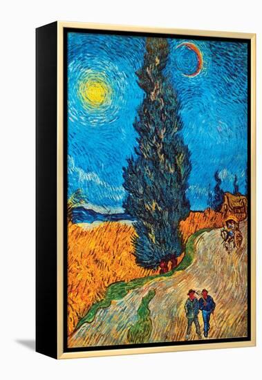 Road with Cypresses-Vincent van Gogh-Framed Stretched Canvas