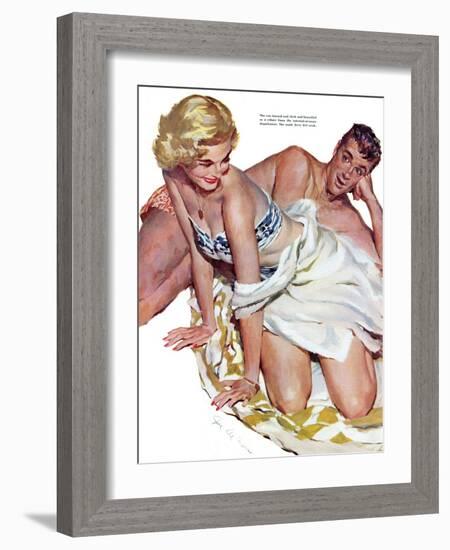 Roadhouse Woman  - Saturday Evening Post "Leading Ladies", December 1, 1951 pg.21-John Fernie-Framed Giclee Print