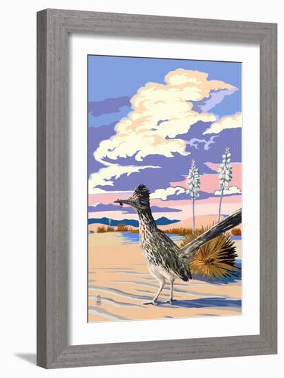 Roadrunner Scene-Lantern Press-Framed Art Print