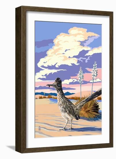 Roadrunner Scene-Lantern Press-Framed Art Print