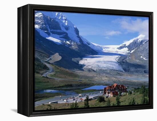 Roadside Building Dwarfed by the Athabasca Glacier in the Jasper National Park, Alberta, Canada-Tovy Adina-Framed Premier Image Canvas