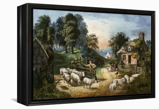 Roadside Cottage-Currier & Ives-Framed Premier Image Canvas