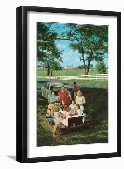 Roadside Family Picnic-null-Framed Art Print