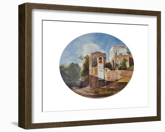 Roadside Shrine, with Additions by a Borbone Pupil, 1853 (Pencil, W/C and Gouache on Paper)-Giacinto Gigante-Framed Giclee Print