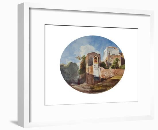 Roadside Shrine, with Additions by a Borbone Pupil, 1853 (Pencil, W/C and Gouache on Paper)-Giacinto Gigante-Framed Giclee Print