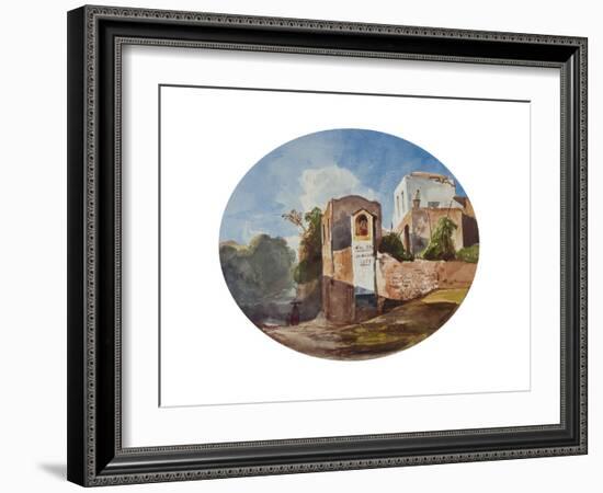 Roadside Shrine, with Additions by a Borbone Pupil, 1853 (Pencil, W/C and Gouache on Paper)-Giacinto Gigante-Framed Giclee Print