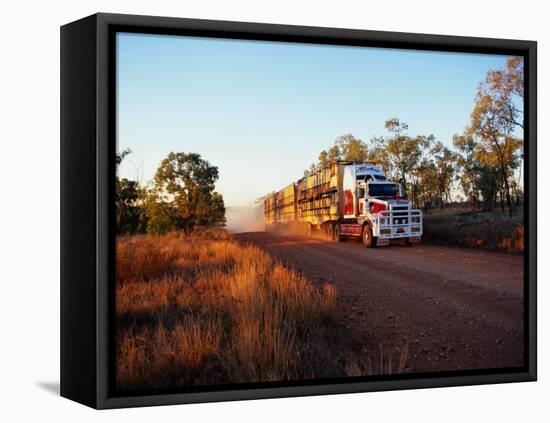 Roadtrain Hurtles Through Outback, Cape York Peninsula, Queensland, Australia-Oliver Strewe-Framed Premier Image Canvas