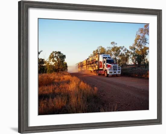 Roadtrain Hurtles Through Outback, Cape York Peninsula, Queensland, Australia-Oliver Strewe-Framed Photographic Print