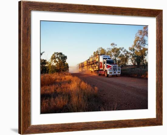 Roadtrain Hurtles Through Outback, Cape York Peninsula, Queensland, Australia-Oliver Strewe-Framed Photographic Print