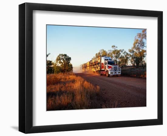 Roadtrain Hurtles Through Outback, Cape York Peninsula, Queensland, Australia-Oliver Strewe-Framed Photographic Print