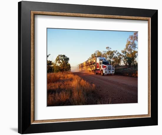 Roadtrain Hurtles Through Outback, Cape York Peninsula, Queensland, Australia-Oliver Strewe-Framed Photographic Print