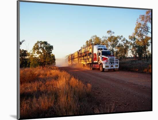 Roadtrain Hurtles Through Outback, Cape York Peninsula, Queensland, Australia-Oliver Strewe-Mounted Photographic Print