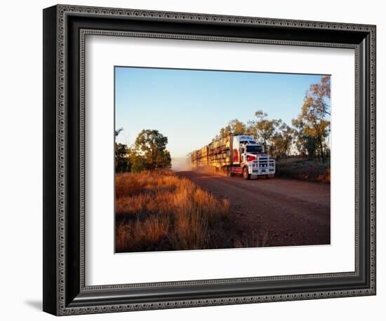 Roadtrain Hurtles Through Outback, Cape York Peninsula, Queensland, Australia-Oliver Strewe-Framed Photographic Print