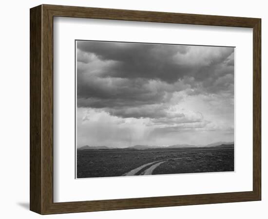 Roadway Low Horizon Mountains Clouded Sky "Near (Grand) Teton National Park" 1933-1942-Ansel Adams-Framed Art Print