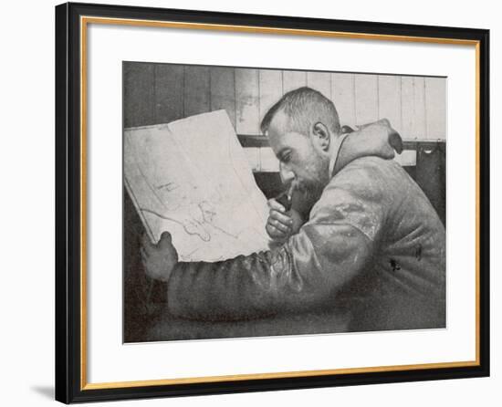 Roald Amundsen in the Cabin of His Ship Gjoa-null-Framed Photographic Print