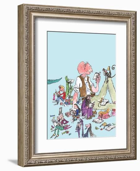 Roald Dahl Characters Reading-Quentin Blake-Framed Art Print